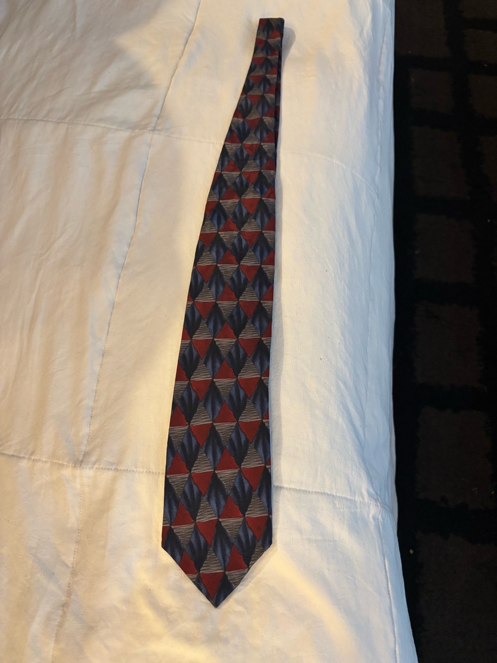 Jerry Garcia Men's Geometric Pattern Red and Navy Tie (based off his og artwork)